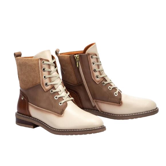 Pikolinos Aldaya Marfil Women's Mixed Media Ankle Boots Laces Zipper Size 7.5 - Picture 8 of 10